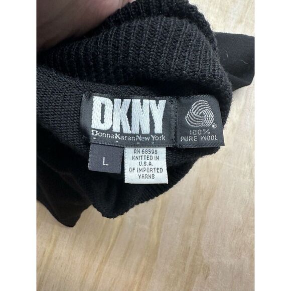 Donna Karan New York Turtleneck Sweater Dress 100% Wool Sz Large Short Slv DKNY - Picture 2 of 5